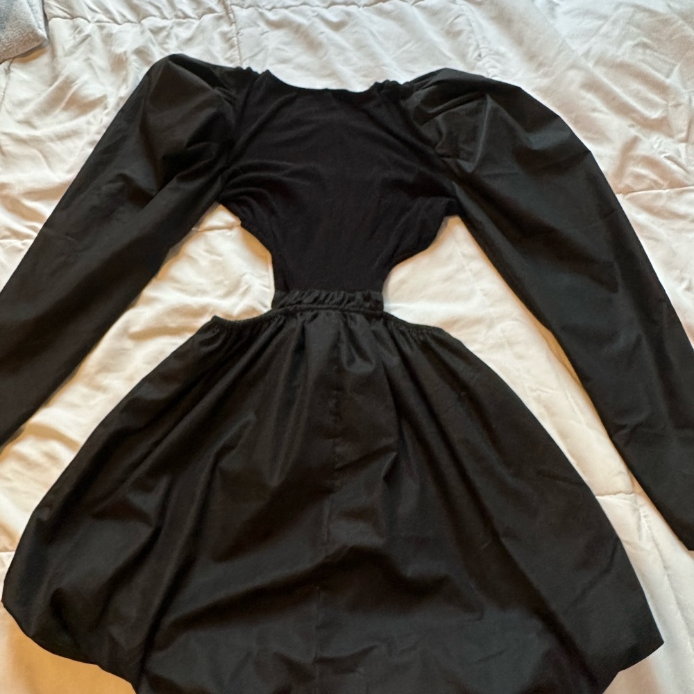 Black Puffer Dress | Side cut outs - Picture 2 of 4
